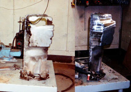 Mersun öljypohja rikki ja korjattuna hitsauksen jälkeeen